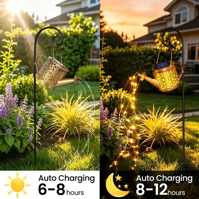 Alt view image 4 of 7 - 1 Pack Solar Watering Can Lantern, Hanging Light Outdoor Waterproof, Hanging Lantern Decorative, Garden Decoration Gift for Women Mom