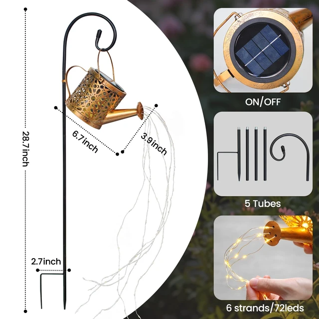 Alt view image 5 of 7 - 1 Pack Solar Watering Can Lantern, Hanging Light Outdoor Waterproof, Hanging Lantern Decorative, Garden Decoration Gift for Women Mom