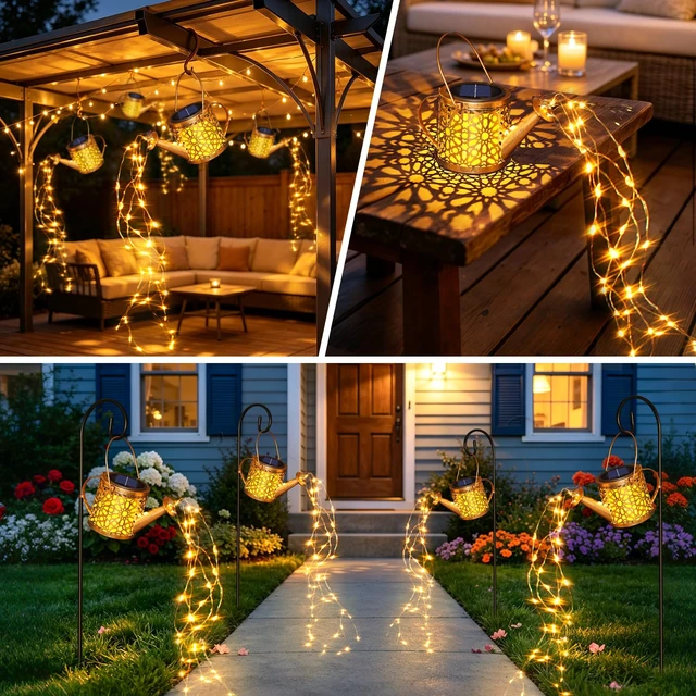 Alt view image 6 of 7 - 1 Pack Solar Watering Can Lantern, Hanging Light Outdoor Waterproof, Hanging Lantern Decorative, Garden Decoration Gift for Women Mom