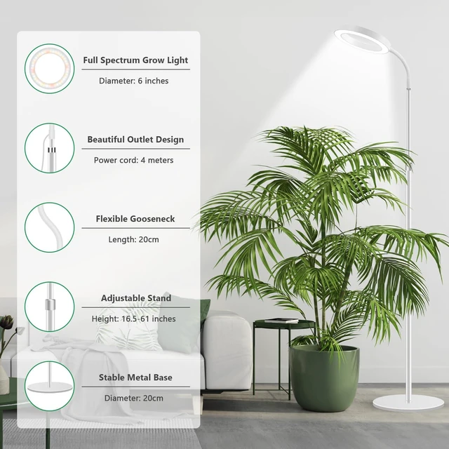 Alt view image 4 of 7 - Aumtrly Floor Grow Light Full Spectrum with 68" Stand for Tall Indoor Plant