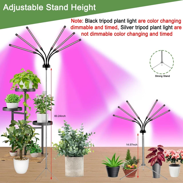 Alt view image 5 of 7 - Mefflypee Grow Lights for Indoor Plants, LED Grow Light Stand, Red White Full Spectrum Plant Lamp with Adjustable Tripod, Gooseneck, Suitable for Flowers Vegetables (Type B)