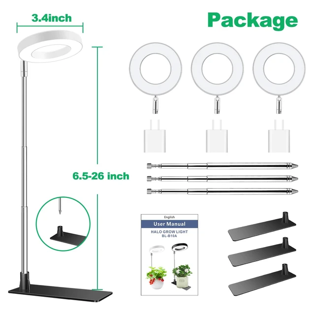 Alt view image 7 of 7 - Aokrean Grow Light, Full Spectrum Plant Lights for Indoor Growing with Base