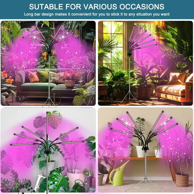 Alt view image 6 of 7 - Mefflypee Grow Lights for Indoor Plants, LED Grow Light Stand, Red White Full Spectrum Plant Lamp with Adjustable Tripod, Gooseneck, Suitable for Flowers Vegetables (Type B)