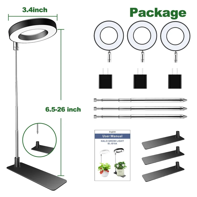 Alt view image 7 of 7 - Aokrean Grow Lights for Indoor Plants, Full Spectrum Plant Light with Base