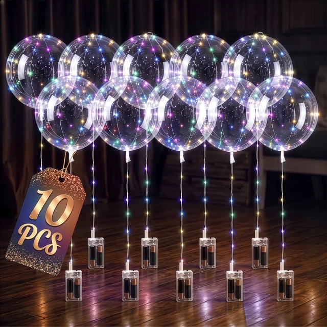 Main image of 10 Pcs LED Balloons Light Up Balloons for Parties, 18 In (Rainbow)