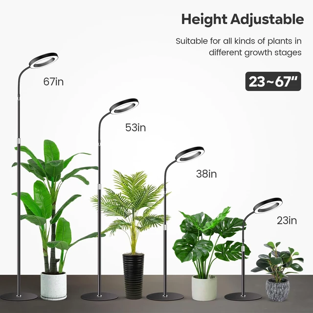 Alt view image 3 of 7 - Garpsen Grow Lights for Indoor Plants, Full Spectrum with Stand, 80 LEDs