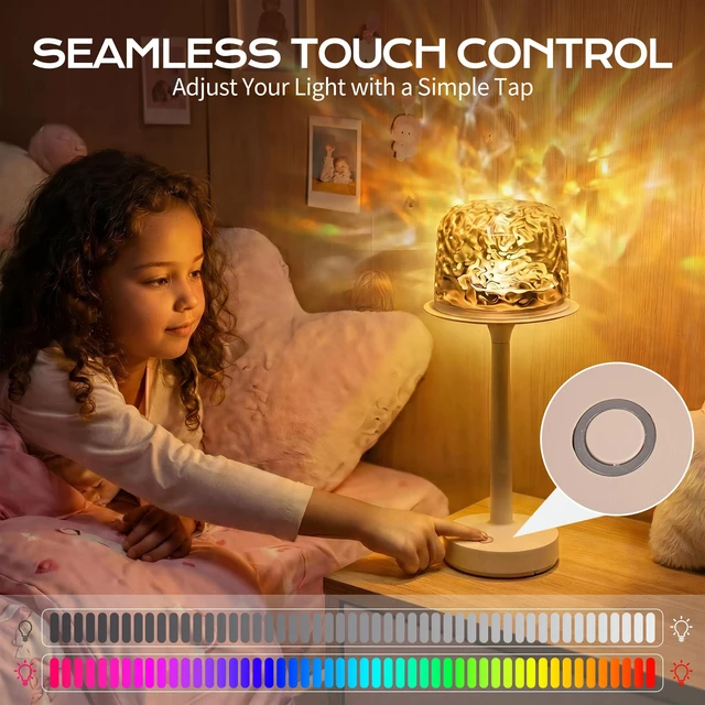 Alt view image 4 of 7 - Lamp, Dimmable Night Light with 16 Color Modes, Rechargeable Cordless LED Lamp for Bedroom Living Room Kids Room, Portable Mood Light with Memory Function (White)