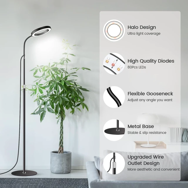 Alt view image 6 of 7 - Garpsen Grow Lights for Indoor Plants, Full Spectrum with Stand, 80 LEDs