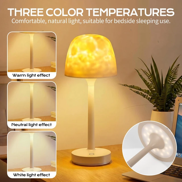 Alt view image 5 of 7 - Lamp, Dimmable Night Light with 16 Color Modes, Rechargeable Cordless LED Lamp for Bedroom Living Room Kids Room, Portable Mood Light with Memory Function (White)