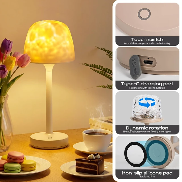Alt view image 6 of 7 - Lamp, Dimmable Night Light with 16 Color Modes, Rechargeable Cordless LED Lamp for Bedroom Living Room Kids Room, Portable Mood Light with Memory Function (White)