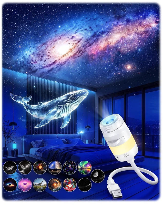 Main image of 2-in-1 Galaxy Star Ocean Night Light Projector Plug and Play HD 5D
