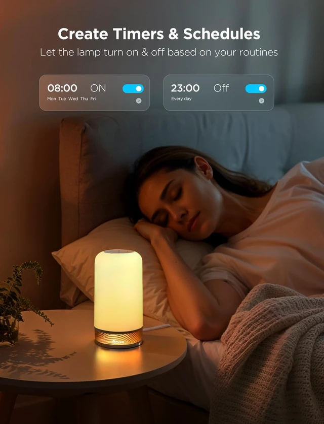 Alt view image 7 of 7 - Govee RGBIC Smart Table Lamp 2, Touch Bedside Small Table Lamp (Corded)