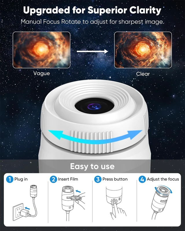 Alt view image 5 of 7 - 2-in-1 Galaxy Star Ocean Night Light Projector Plug and Play HD 5D