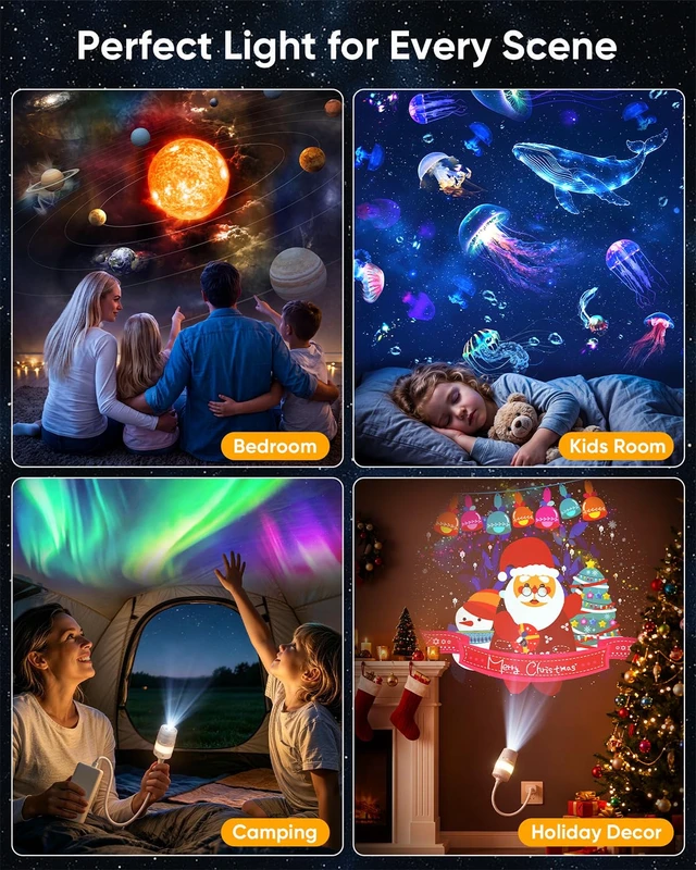 Alt view image 6 of 7 - 2-in-1 Galaxy Star Ocean Night Light Projector Plug and Play HD 5D