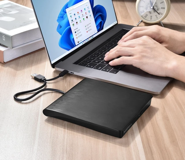 Alt view image 7 of 7 - ROOFULL External CD DVD Drive for Windows 11/10/7 Laptop PC, USB 3.0 & USB-C CD DVD ROM Reader Writer +/-RW Disc Drive Burner Player Compatible for Windows OS Laptop Desktop Computer