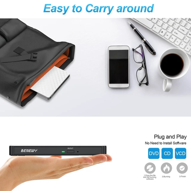 Alt view image 7 of 7 - External CD/DVD Drive for Laptop PC Mac, CD Burner DVD Player for Laptop