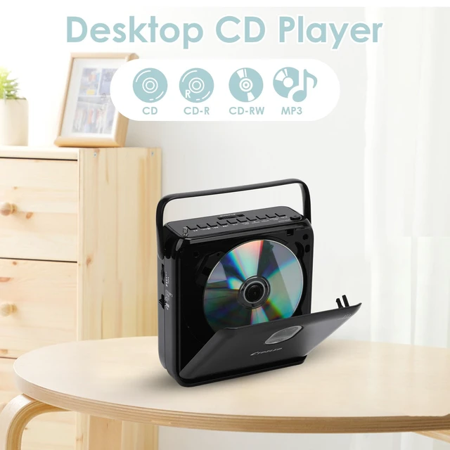 Alt view image 6 of 7 - Portable CD Player with Bluetooth, Built-in Speakers & FM Radio
