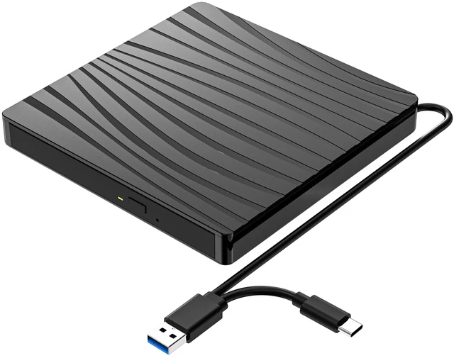 Main image of External CD/DVD Drive for Laptop, USB C Portable CD DVD +/-RW Burner Optical Drive Reader Writer DVD Player for Laptop iMac PC Desktop MacBook, Windows 11/10/8/7/XP/Linux/MacOS Schwarz