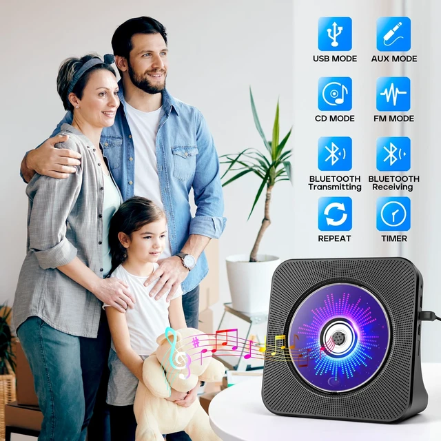 Alt view image 2 of 6 - ROADOM Portable CD Player with Bluetooth, Hi-Fi Speakers & FM Radio