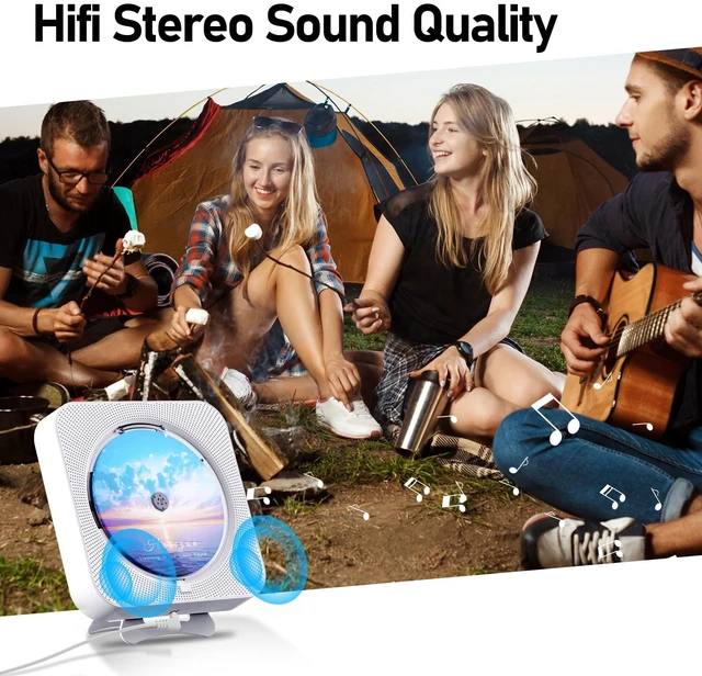 Alt view image 5 of 7 - MICOCIOUS Bluetooth Portable Home CD Music Player with Remote Control, Timer, Built-in Speakers and LED Display - FM Radio Boombox (White)