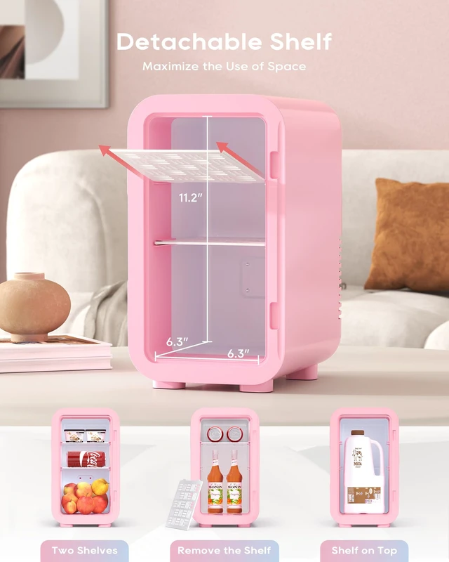 Alt view image 3 of 7 - BEICHEN Mini Fridge, 6 Liter/8 Can Skincare Fridgefor Skin Care, Cosmetics