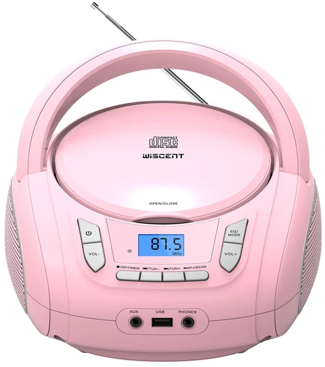 Main image of Portable CD Player Boombox with Bluetooth,FM Radio,USB MP3 Playback,AUX-in,Headphone Jack,CD-R/RW and MP3 CDs Compatible,Small CD Player for Home or Outdoor