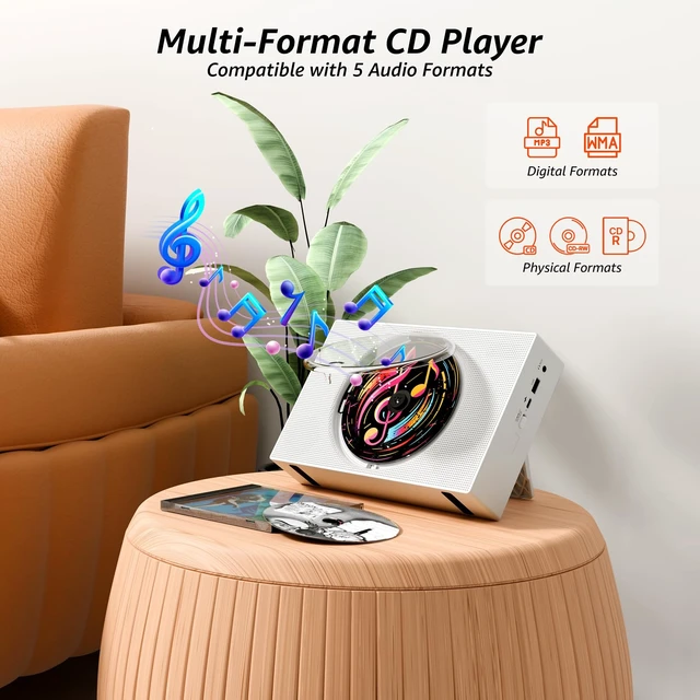 Alt view image 3 of 7 - ROADOM Portable CD Player Boombox with Bluetooth, Rechargeable & FM Radio