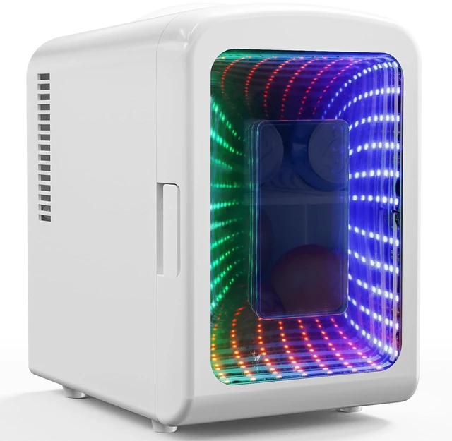 Main image of Antarctic Star Small Compact Refrigerator With LED Light, 4L Capacity/6 Cans Portable Mini Fridge, for Bedroom,Car,Office and Dorm, Small Cooler for Cosmetics, Beverage and Food, White
