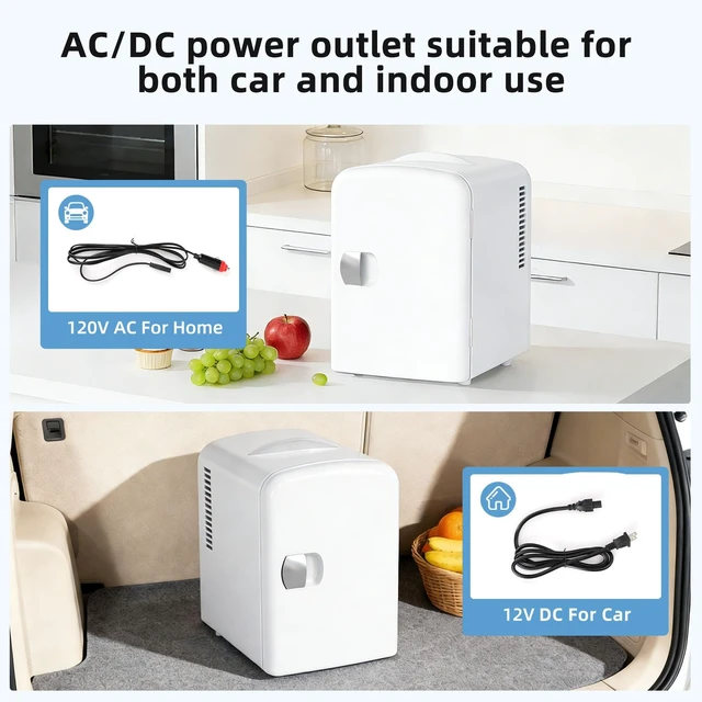 Alt view image 4 of 7 - Antarctic Star 4L/6 Can Portable Mini Fridge,Personal Compact Refrigerator,Small Cooler for Food,Drinks or Skin Care, AC/DC for Bedroom, Car, Office & Dorm, White