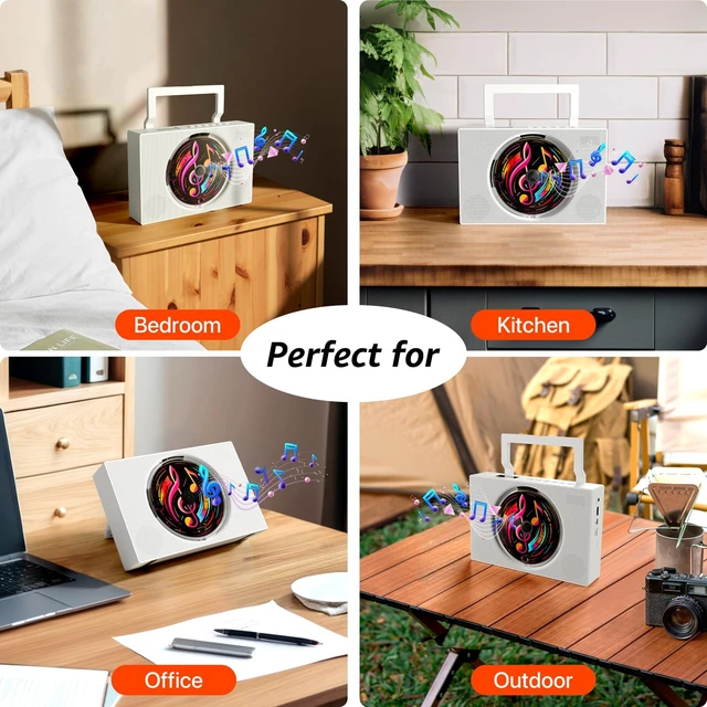 Alt view image 6 of 7 - ROADOM Portable CD Player Boombox with Bluetooth, Rechargeable & FM Radio