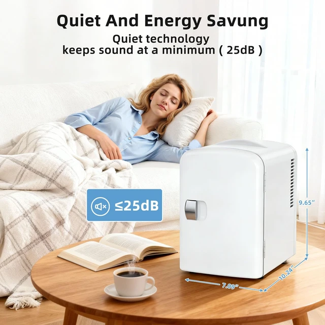 Alt view image 6 of 7 - Antarctic Star 4L/6 Can Portable Mini Fridge,Personal Compact Refrigerator,Small Cooler for Food,Drinks or Skin Care, AC/DC for Bedroom, Car, Office & Dorm, White