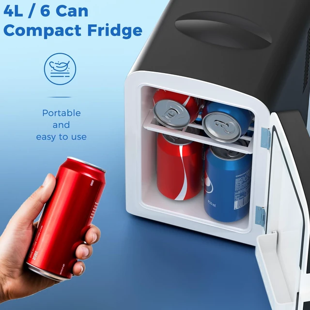 Alt view image 2 of 7 - Antarctic Star Compact Refrigerator, Portable Mini Fridge, Skin Care 4L Capacity/6 Cans, for Bedroom, Car, Office & Dorm, Small Cooler for Cosmetics, Beverage and Food, Black