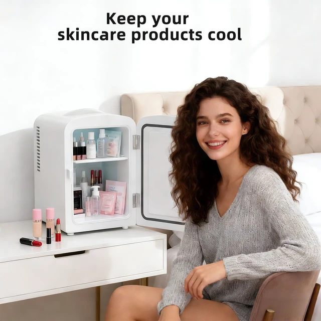 Alt view image 7 of 7 - Antarctic Star 4L/6 Can Portable Mini Fridge,Personal Compact Refrigerator,Small Cooler for Food,Drinks or Skin Care, AC/DC for Bedroom, Car, Office & Dorm, White