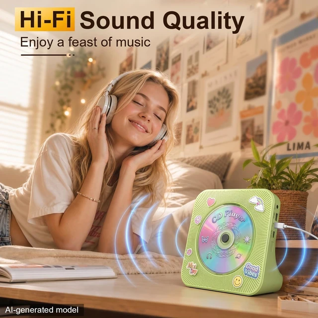 Alt view image 3 of 7 - Gueray CD Player Portable Bluetooth Desktop CD Players for Home