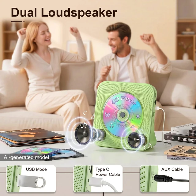 Alt view image 4 of 7 - Gueray CD Player Portable Bluetooth Desktop CD Players for Home