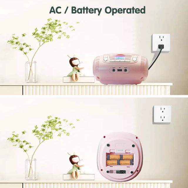 Alt view image 7 of 7 - Portable CD Player Boombox with Bluetooth,FM Radio,USB MP3 Playback,AUX-in,Headphone Jack,CD-R/RW and MP3 CDs Compatible,Small CD Player for Home or Outdoor