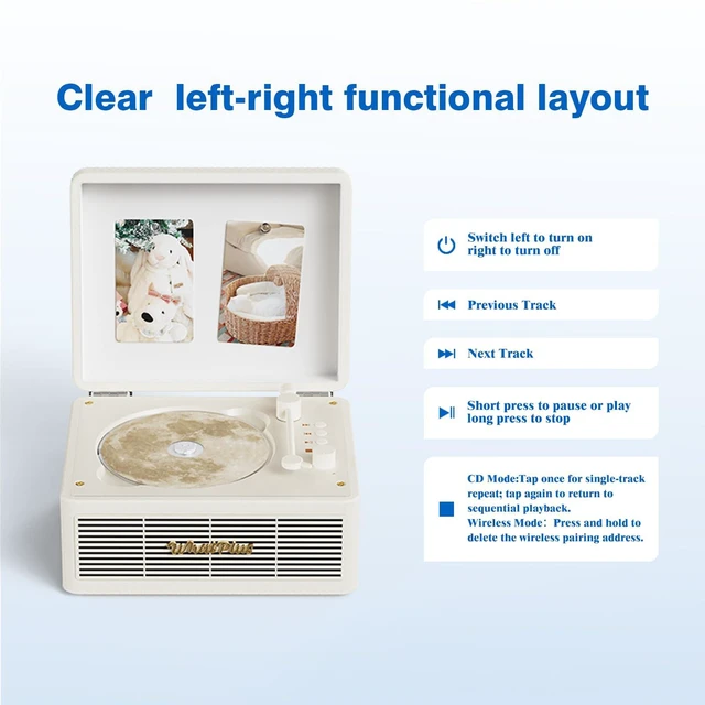 Alt view image 6 of 7 - CD Player with Bluetooth Speakers, App Control, Magnetic Display