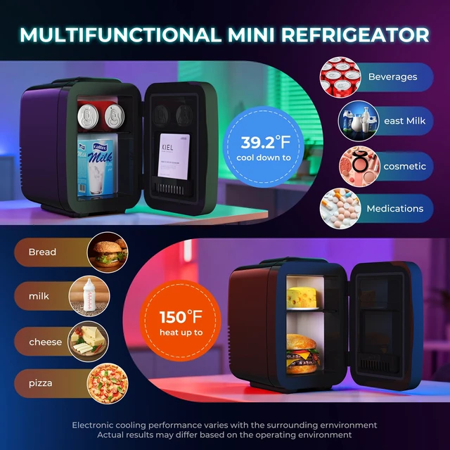 Alt view image 4 of 7 - BEICHEN Mini Fridge 4L/6 Can With APP Light Controller for Gaming Room