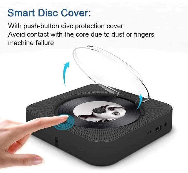 Alt view image 4 of 6 - MICOCIOUS Portable CD Player with Bluetooth Desktop CD Player for Home CD Music Players withTimer,Built-in Dual Speakers with LED Display Home Audio Boombox FM Radio (Black)