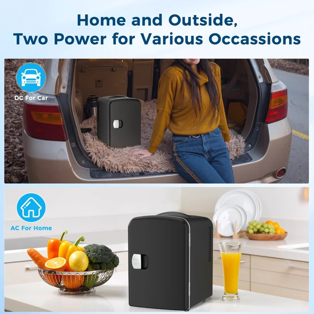 Alt view image 6 of 7 - Antarctic Star Compact Refrigerator, Portable Mini Fridge, Skin Care 4L Capacity/6 Cans, for Bedroom, Car, Office & Dorm, Small Cooler for Cosmetics, Beverage and Food, Black