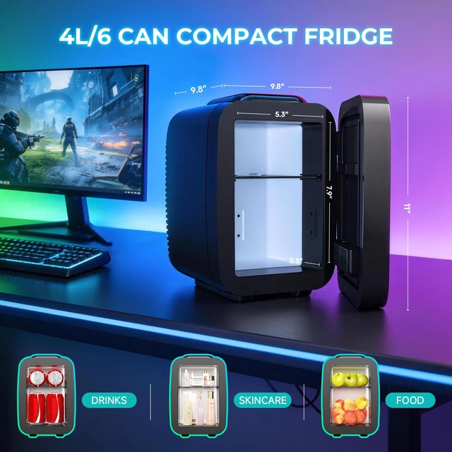 Alt view image 5 of 7 - BEICHEN Mini Fridge 4L/6 Can With APP Light Controller for Gaming Room