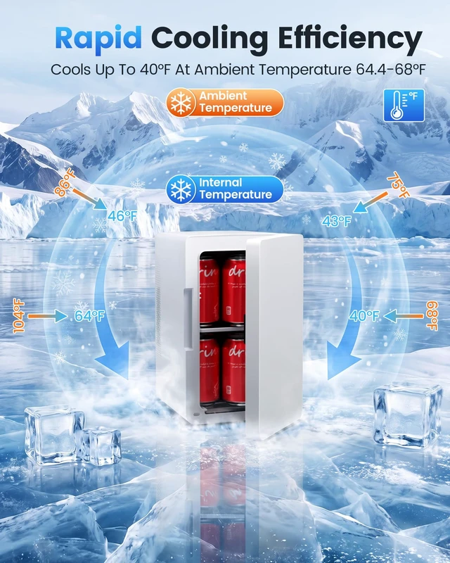 Alt view image 2 of 7 - Electactic Compact Mini Fridge, 6L Portable Small Refrigerator for Bedroom