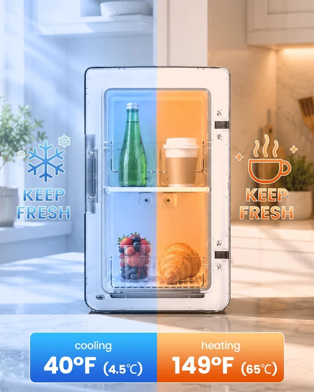 Alt view image 4 of 7 - Electactic Mini Fridge, 6L/8Can Portable Small Refrigerator for Bedroom