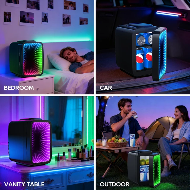 Alt view image 6 of 7 - BEICHEN Mini Fridge 4L/6 Can With APP Light Controller for Gaming Room