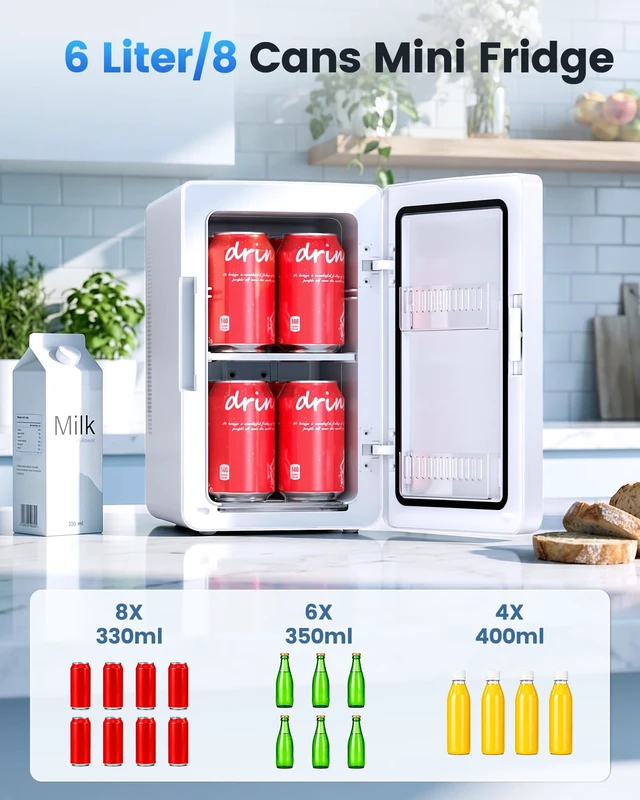 Alt view image 3 of 7 - Electactic Compact Mini Fridge, 6L Portable Small Refrigerator for Bedroom