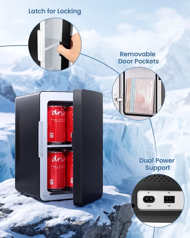 Alt view image 6 of 7 - Electactic Mini Fridge, 6L/8Can Portable Small Refrigerator for Bedroom