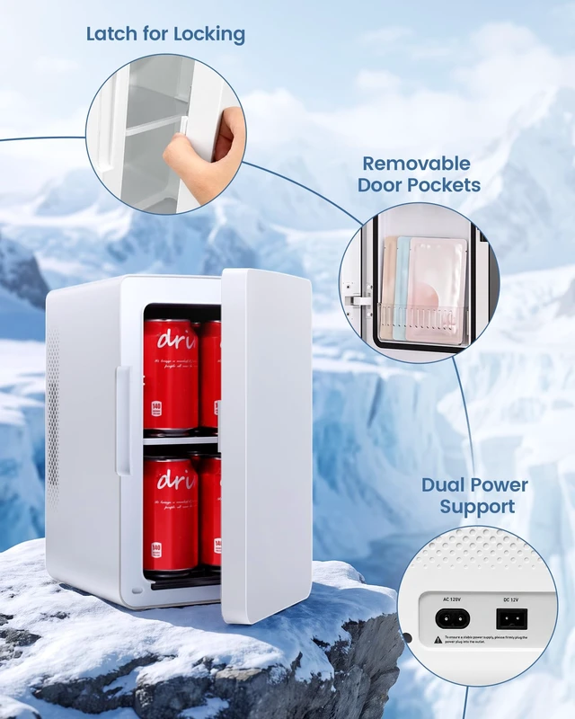 Alt view image 5 of 7 - Electactic Compact Mini Fridge, 6L Portable Small Refrigerator for Bedroom
