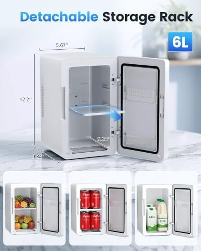 Alt view image 7 of 7 - Electactic Compact Mini Fridge, 6L Portable Small Refrigerator for Bedroom