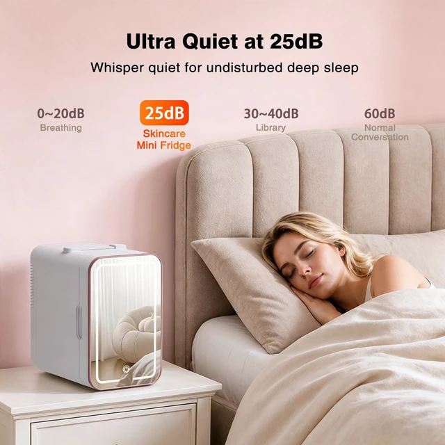 Alt view image 5 of 7 - YLFU Mini Skincare Fridge for Bedroom, 6L Portable Cooler & Warmer, White