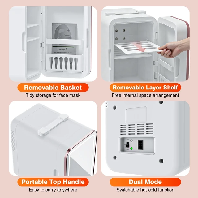 Alt view image 6 of 7 - YLFU Mini Skincare Fridge for Bedroom, 6L Portable Cooler & Warmer, White